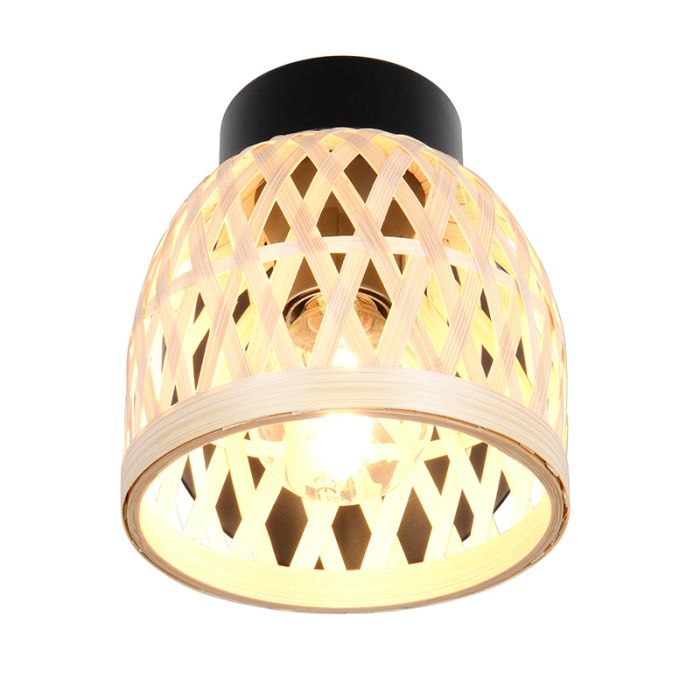 Rotan wandlamp bruin, Laut, met schakelaar
