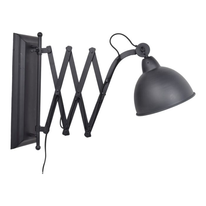 Industriële wandlamp Borani, zwart, rond