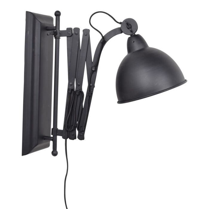 Industriële wandlamp Borani, zwart, rond