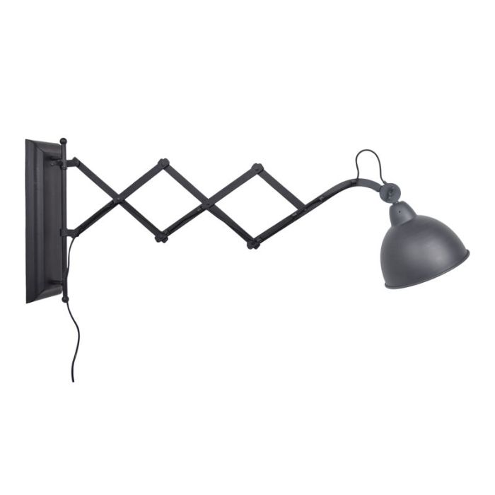 Industriële wandlamp Borani, zwart, rond