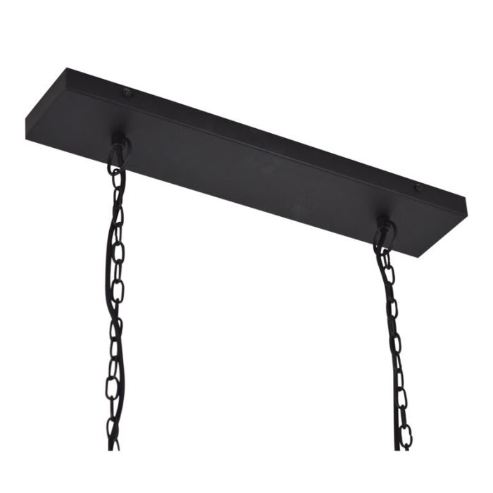 Industriële hanglamp Kezban, zwart, langwerpig