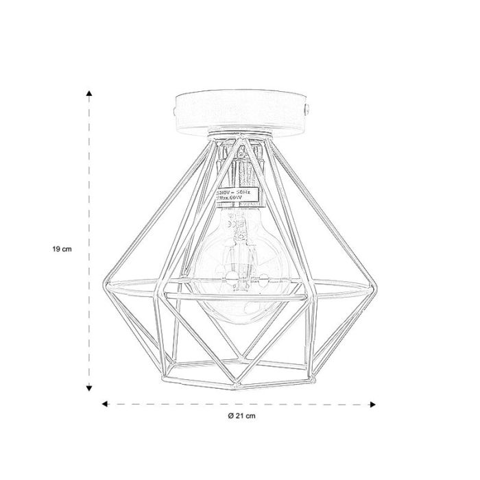 Stoere, industrie plafondlamp Merlon, gaaslook
