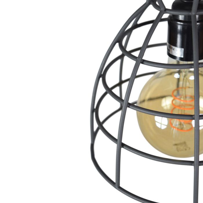 Industriële hanglamp Dexter, zwart, rond