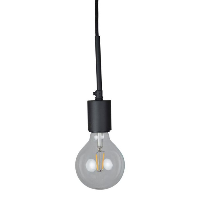 Industriële hanglamp zonder kap zwart, Bolb