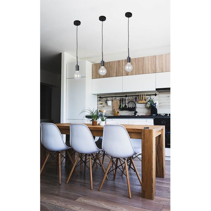 Industriële hanglamp zonder kap zwart, Bolb