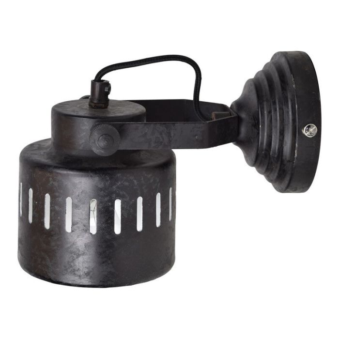Industrie wandlamp Yzak, Stoer zwart