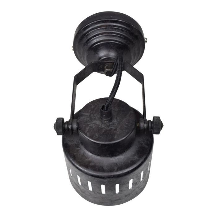 Industrie wandlamp Yzak, Stoer zwart