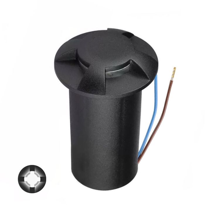 Zwarte grondspot Marcus (4 stralen), kunststof, IP67, 1W, 3000K