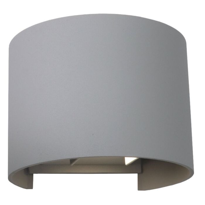 Grijze up-down wandlamp Dion, 6w, 4000K, rond, IP65