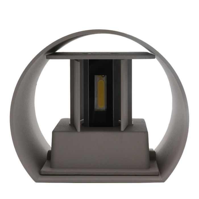 Grijze up-down wandlamp Dion, 6w, 4000K, rond, IP65