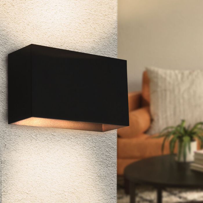 Moderne up down wandlamp Rodigo, zwart, aluminium