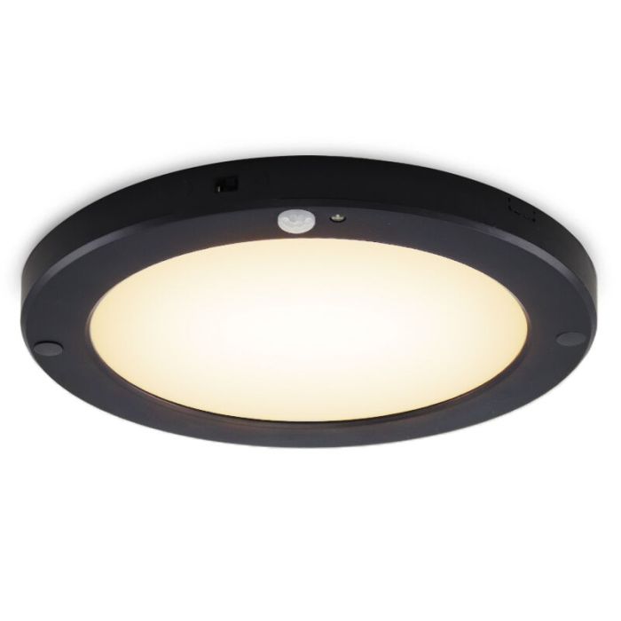 Zwarte plafondlamp met sensor Luan, kunststof, 20w, 3000K LED