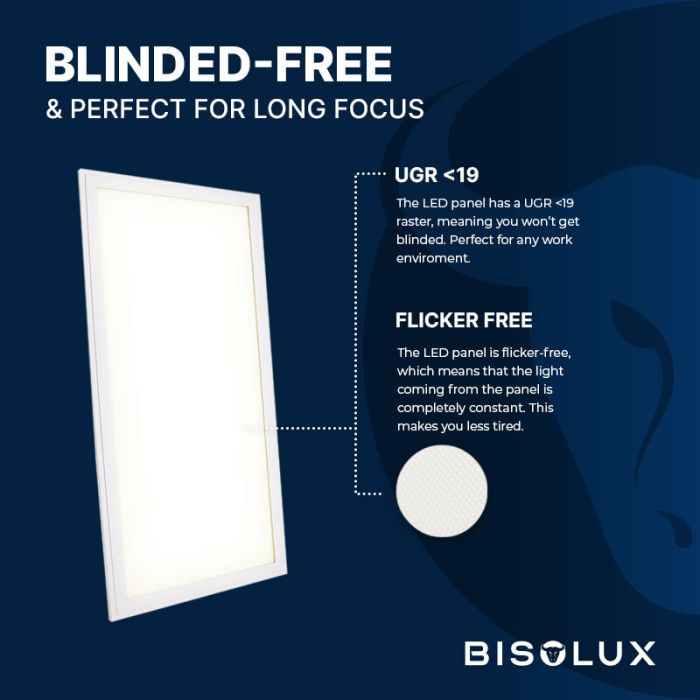 Bisolux LED paneel 30x60 - 24W - 6000K - UGR<19 - side-lit