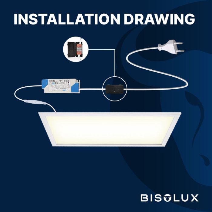 Bisolux LED paneel 30x60 - 24W - 6000K - UGR<19 - side-lit