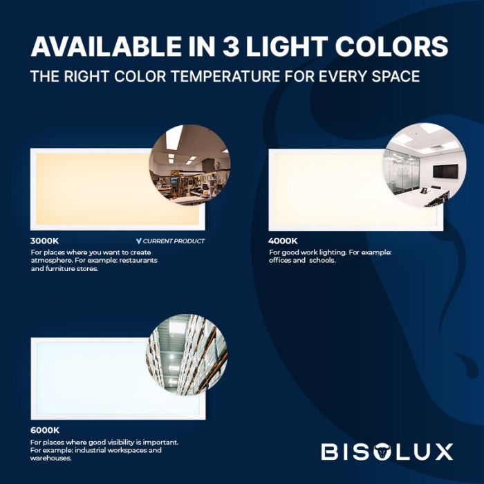 Bisolux LED paneel 60x120 - 60W - 3000K - UGR<19 - side-lit