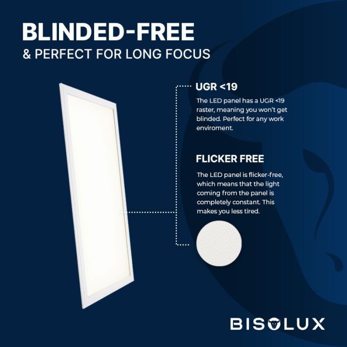 Bisolux LED paneel 60x120 - 60W - 6000K - UGR<19 - side-lit