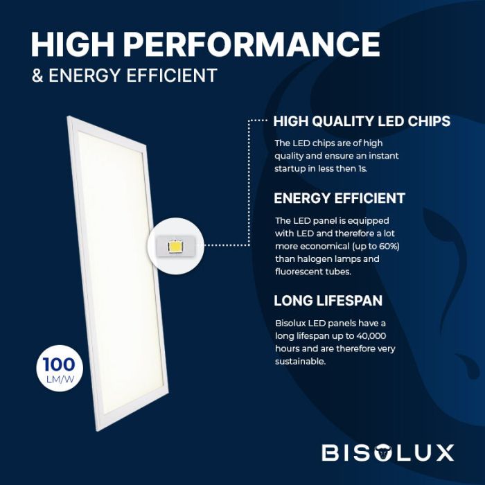 Bisolux LED paneel 60x120 - 60W - 6000K - UGR<19 - side-lit