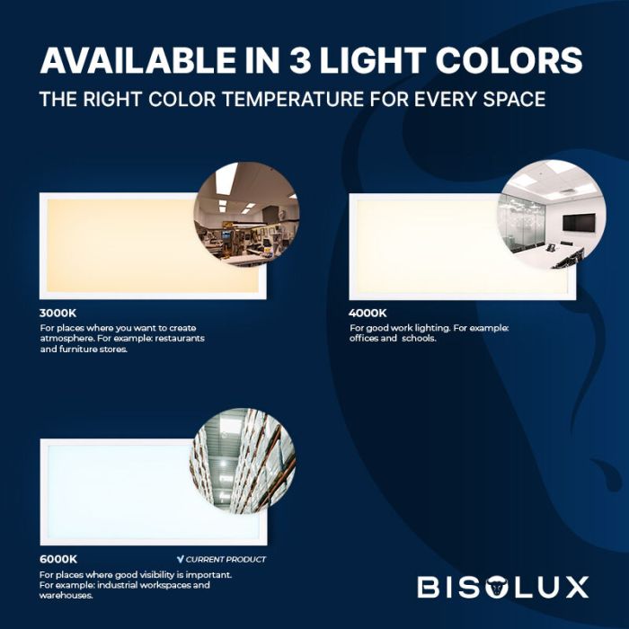 Bisolux LED paneel 60x120 - 60W - 6000K - UGR<19 - side-lit