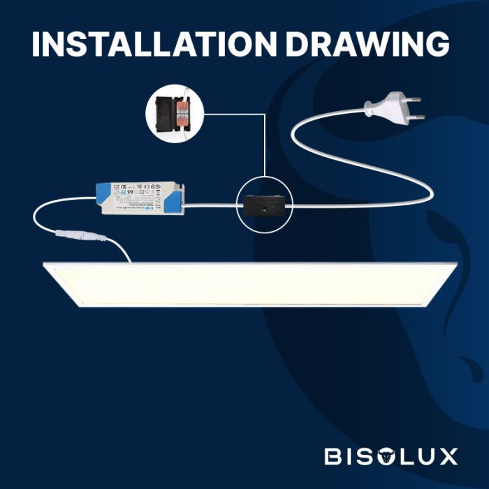 Bisolux LED paneel 60x120 - 60W - 6000K - UGR<19 - side-lit