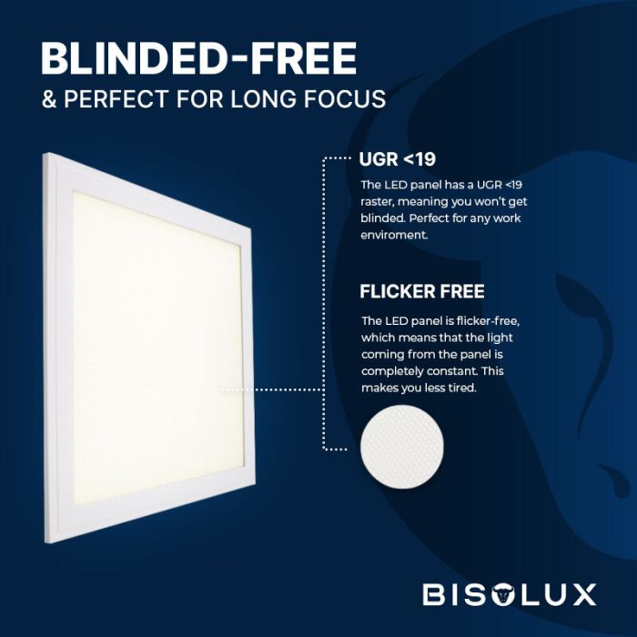 Bisolux LED paneel 62x62 - 38W - 4000K - UGR<19 - side-lit