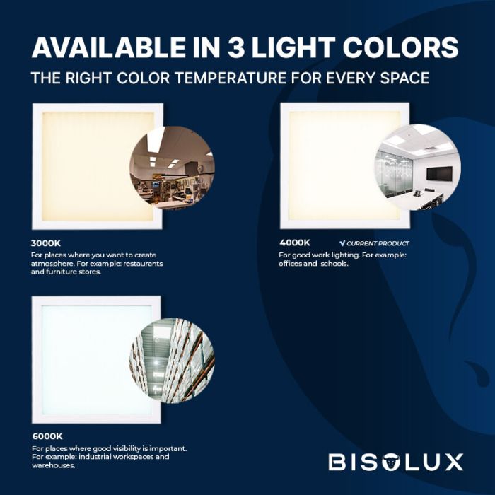 Bisolux LED paneel 62x62 - 38W - 4000K - UGR<19 - side-lit