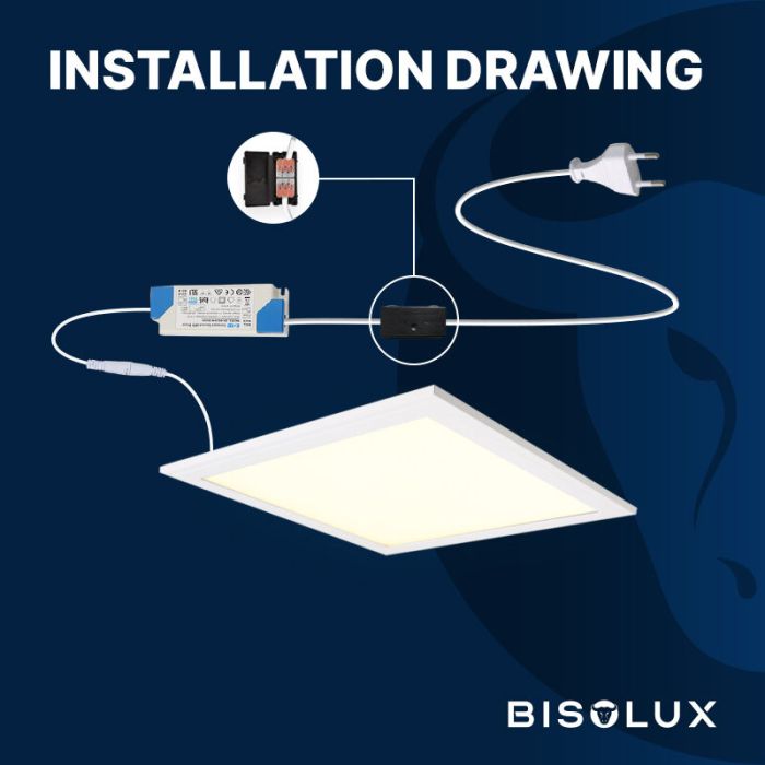Bisolux LED paneel 62x62 - 38W - 4000K - UGR<19 - side-lit
