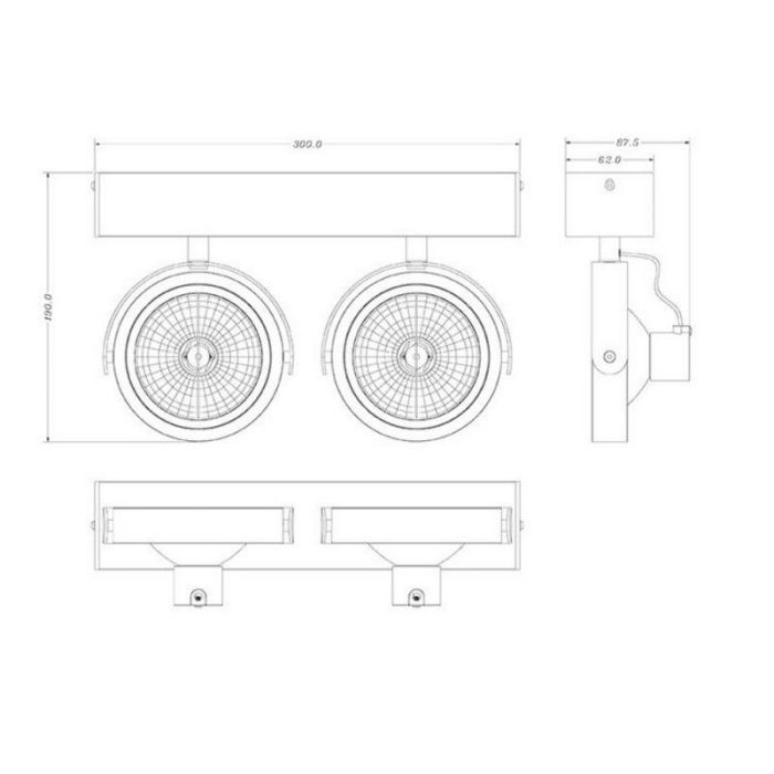 Witte plafond-/wandspot Melby, aluminium