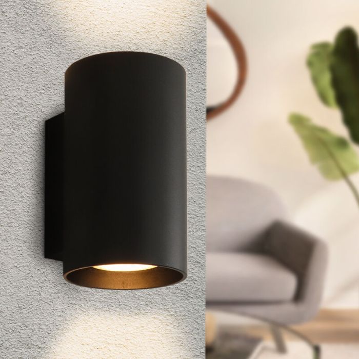 Zwarte wandlamp Friso, zwart