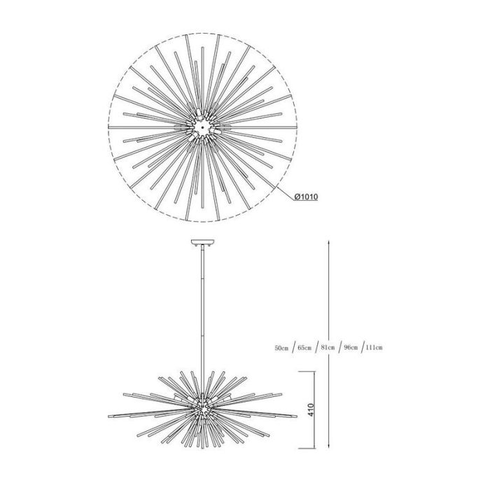 Design hanglamp Milos, goud, glas
