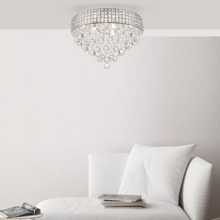 Design plafonniere Mitzy, chroom, glas