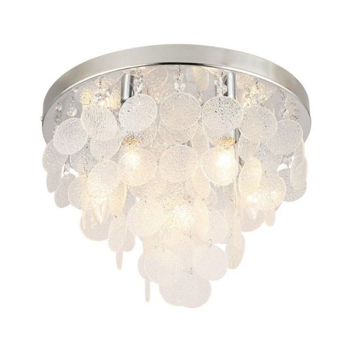 Design plafonniere Mirac, chroom, glas