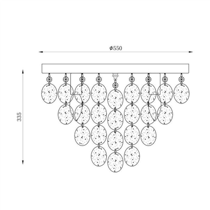 Design plafonniere Mirac, chroom, glas
