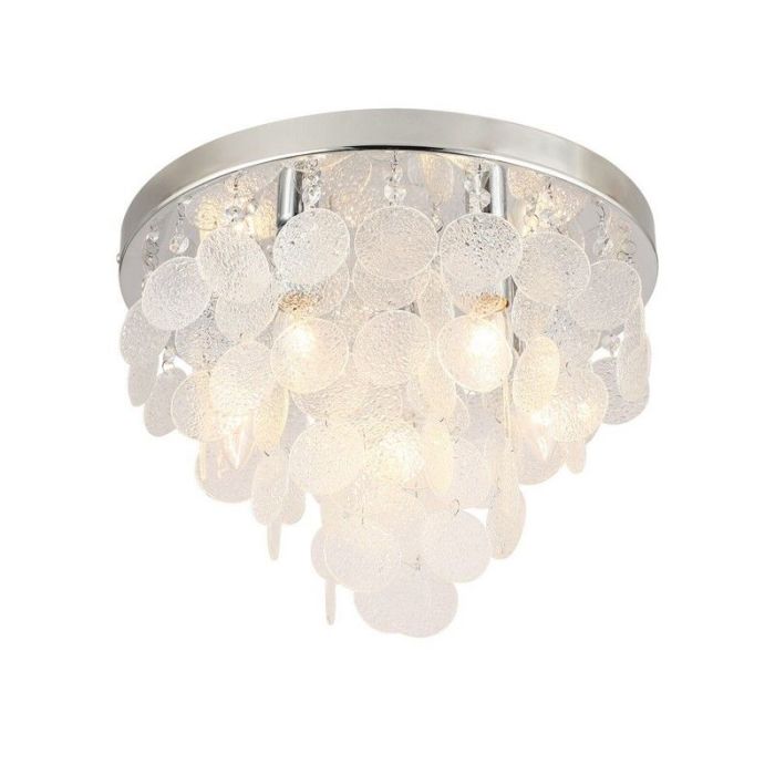 Design plafonniere Mirac, chroom, glas