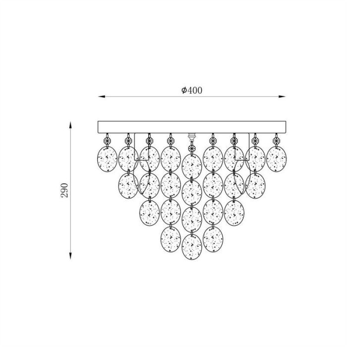 Design plafonniere Mirac, chroom, glas