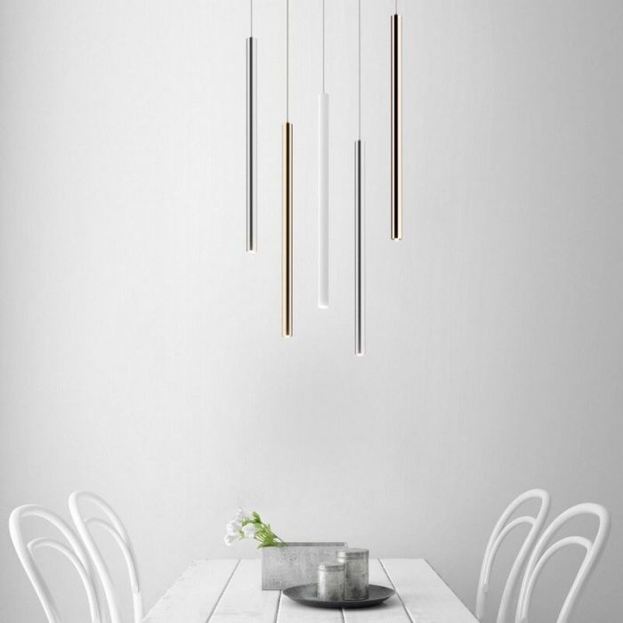 Design hanglamp Fikriye, wit, metaal, geïntegreerde LED
