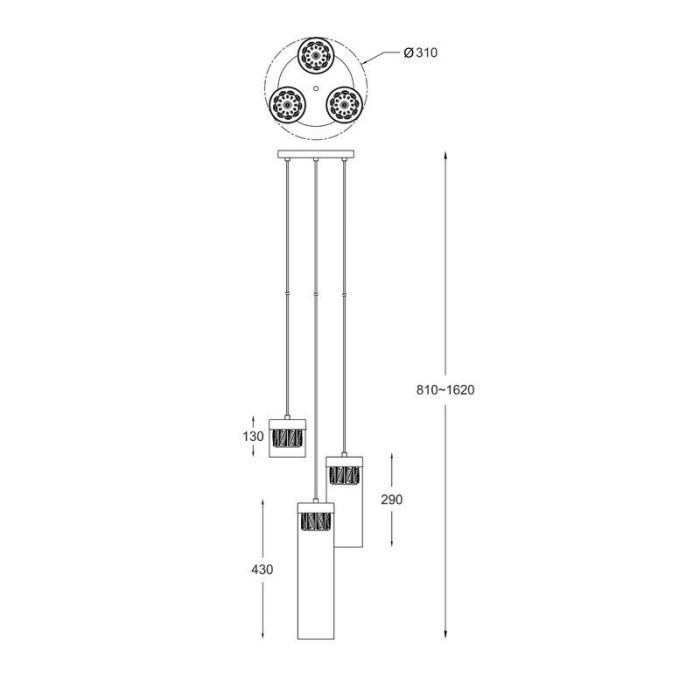 Design hanglamp Maxwell, goud, glas