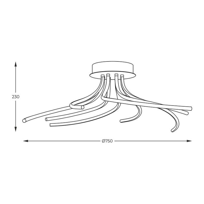 Moderne plafondlamp goud, Laurina, 36W, warm tot koud wit verstelbare LED